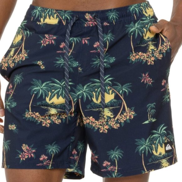 Mens Quiksilver Conrad Island Print Volley Swim Shorts Hawaiian Palm Tree M or L - Picture 5 of 11